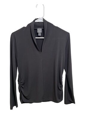 Clara Sunwoo Black Ruched Long Sleeve Top - Size [XS] - Travel Friendly